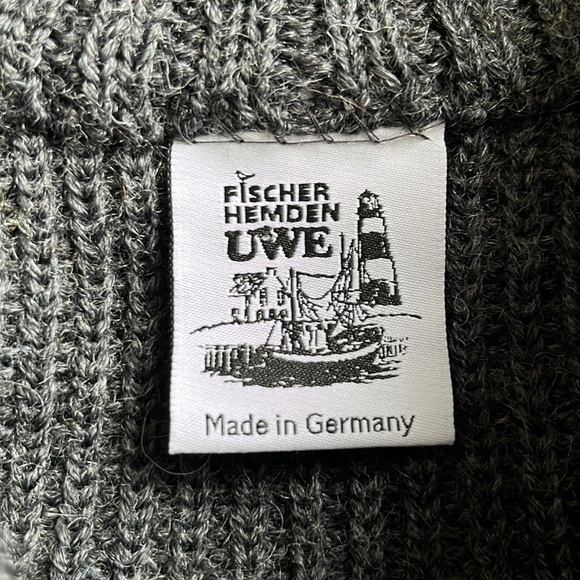 Fisherman Uwe 100% Wool Unisex Pullover 1/4 Zip Troyer Sweater Gray - Picture 4 of 7